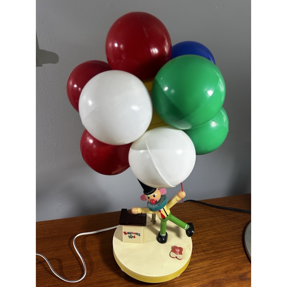 Vintage 1970s Dolly Toy Company Clown Balloon Lamp - Nursery Lamp - Picture 2 of 6